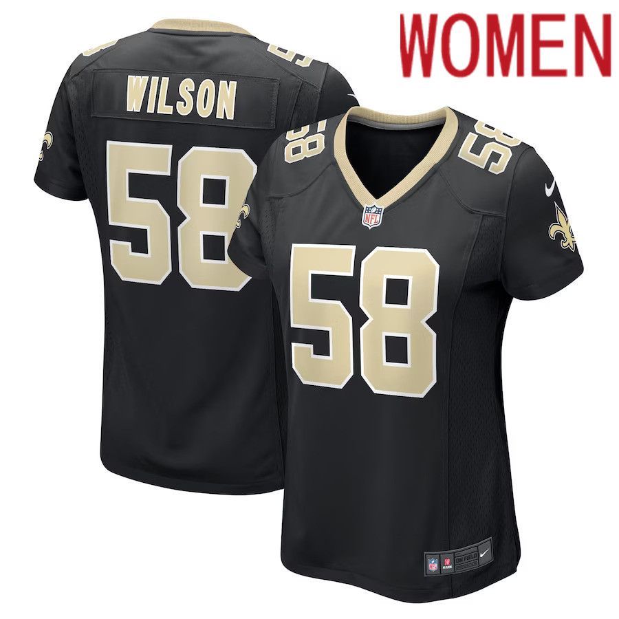 Women New Orleans Saints 58 Eric Wilson Nike Black Game Player NFL Jersey